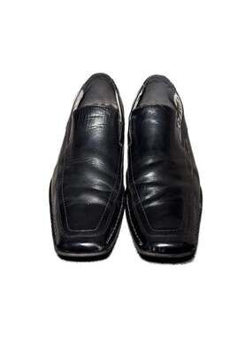 Steve Madden Men's Black Bicycle Toe Leather Slip-On Dress Shoes